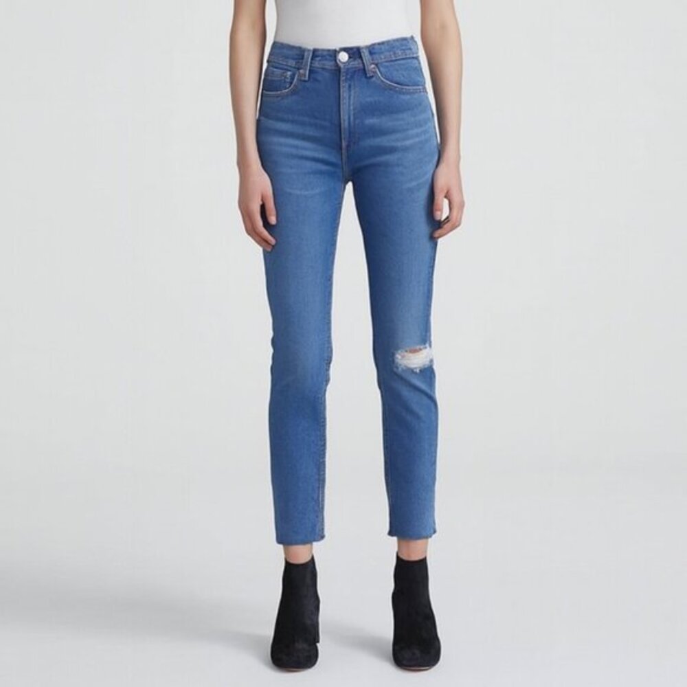 Rag & Bone High Rise Ankle Skinny Jeans Pamela Distressed Frayed Women’s Size 27